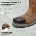 thumbnail image 3 of NORTIV 8 Steel Toe Cowboy Boots for Men Western Square Toe Leather Work Boots with Hazard Protection,for Construction Farming Bronco Trailblazer, 3 of 8