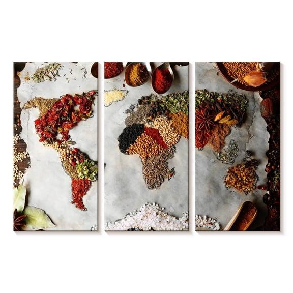 Elephant Stock Spices Of The World Wall Art - Horizontal Multi Panel Canvas - Living Room Wall Decor - Food And Drink Multi Panel - White And Orange Decor - 23" x 14"