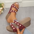 thumbnail image 2 of Hopeusnice Wedges Shoes for Women Non-Slip Pu Summer Shoes Breathable Open Toe Women's Wedges Shoes Thick-Soled Wedge Heel Soft Trendy Shoes for Beach Lightweight Walking Shoes Wine 38, 2 of 7
