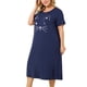 thumbnail image 1 of Women's Plus Size Nightgown Cat Print with Pocket Sleep Dress Sleepwear Navy Blue 3X, 1 of 6