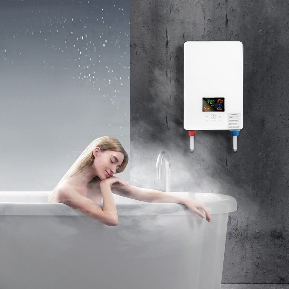 Electric Tankless Water Heater 110V 4500W, Instant Hot Water on Demand with LED Display, 86–131°F Adjustable, IPX4 Waterproof, Compact Wall-Mounted Heater for Shower & Kitchen