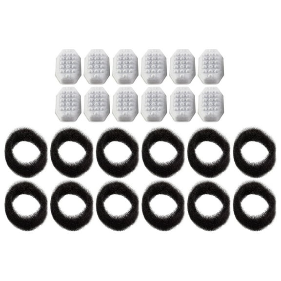 PET STANDARD Replacement Water Filter & 12 Pack Replacement Pre-Filter Sponges Compatible With Rellaty and Neareal 108oz/3.2L Automatic Pet Fountain, Pack of 12