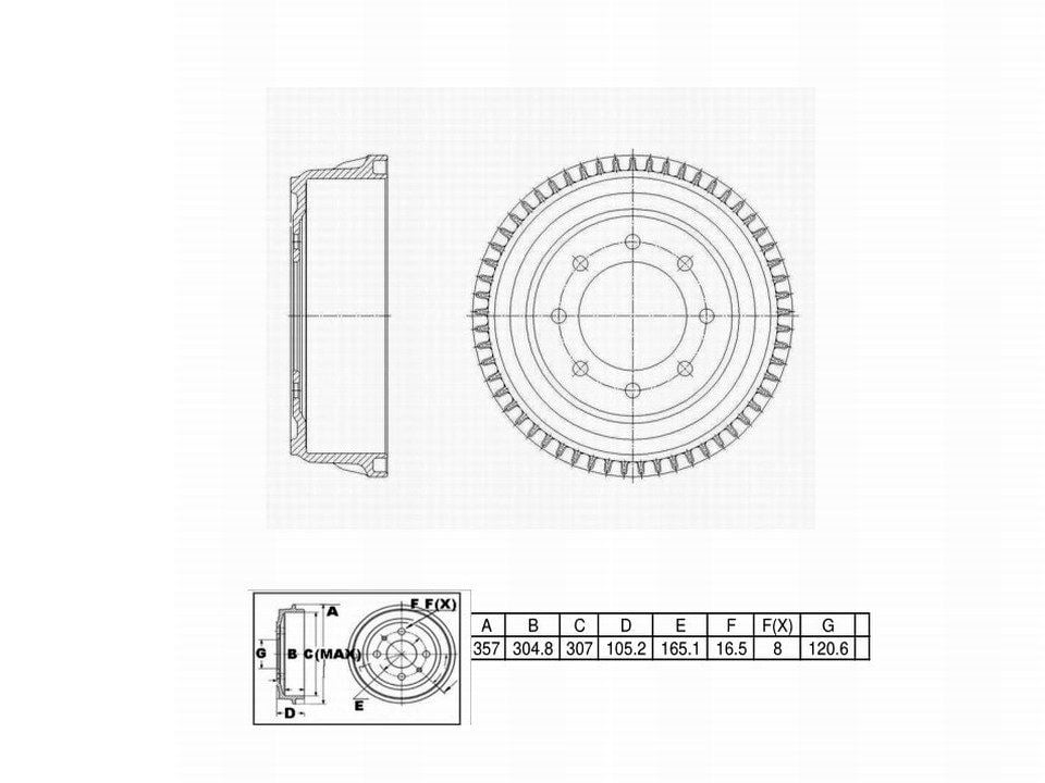 Winstop Brake Drum, Rear WS237372, Dodge B2500 1998-1995