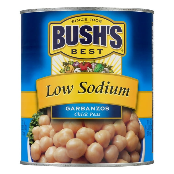 BUSHS Low Sodium Garbanzo Beans Plant Based Protein Canned Chickpeas