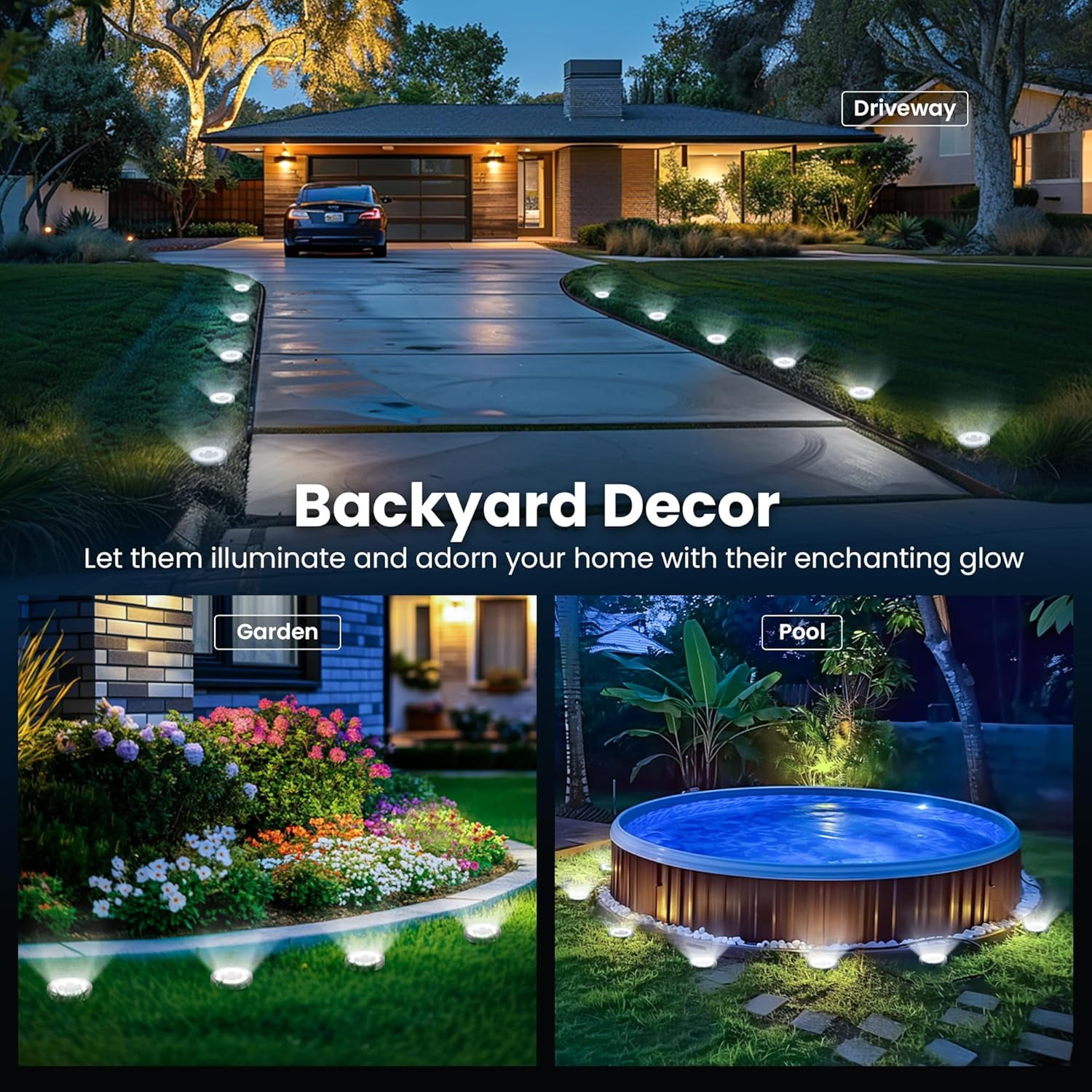 10 Pack Solar Ground Lights Outdoor Waterproof, Solar Powered Pathway Lights, Landscape Lighting for Garden Walkway Driveway Backyard Decor (Cool White)