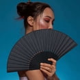 thumbnail image 3 of Spencer 2 Pack Black Folding Silk Hand Fans Festival Tai Ji Fan Chinese Folding Rave Fan Handheld Renaissance Fan Martial Art Fans for Men and Women, Dance, Decorations, Festival, Gift, 3 of 10