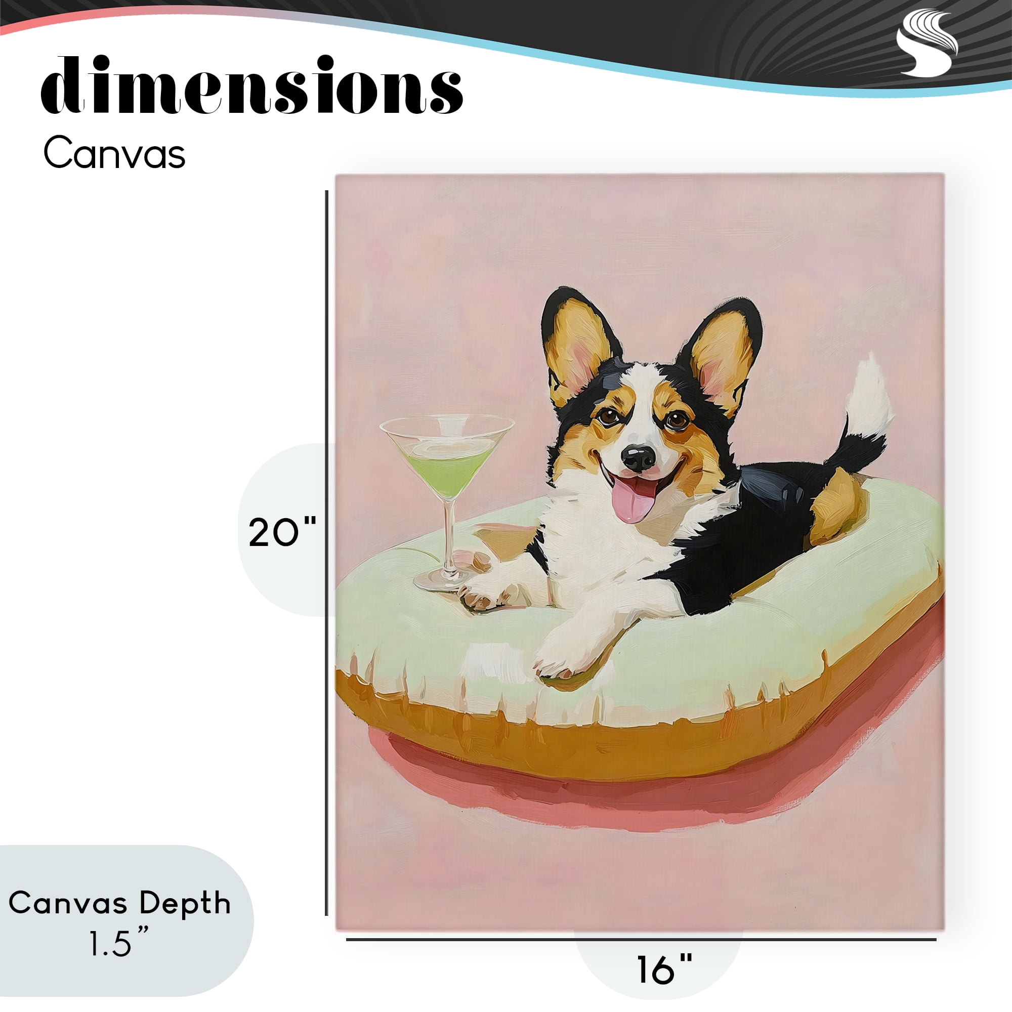 Stupell Industries Pastel Corgi with Cocktail Canvas Wall Art, design by The Prints Vibe
