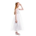 thumbnail image 5 of IBTOM CASTLE Big Girl Flower Lace Princess Tulle Long Dress for Kids Prom Formal Pageant Dance Gown 9-10 Years White, 5 of 8
