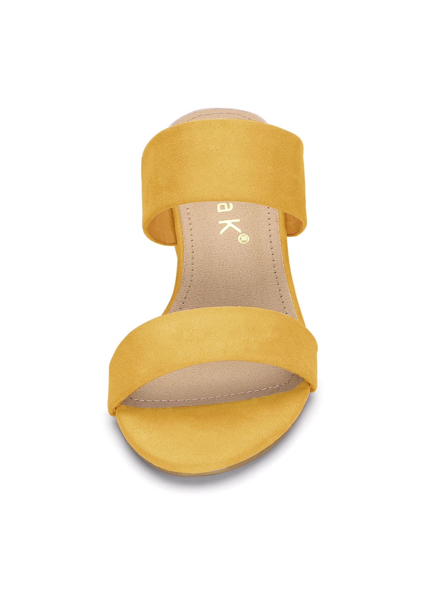 DARING DIVA Stylish Women's Block Heel Dual Straps Slide Sandals 7 Yellow