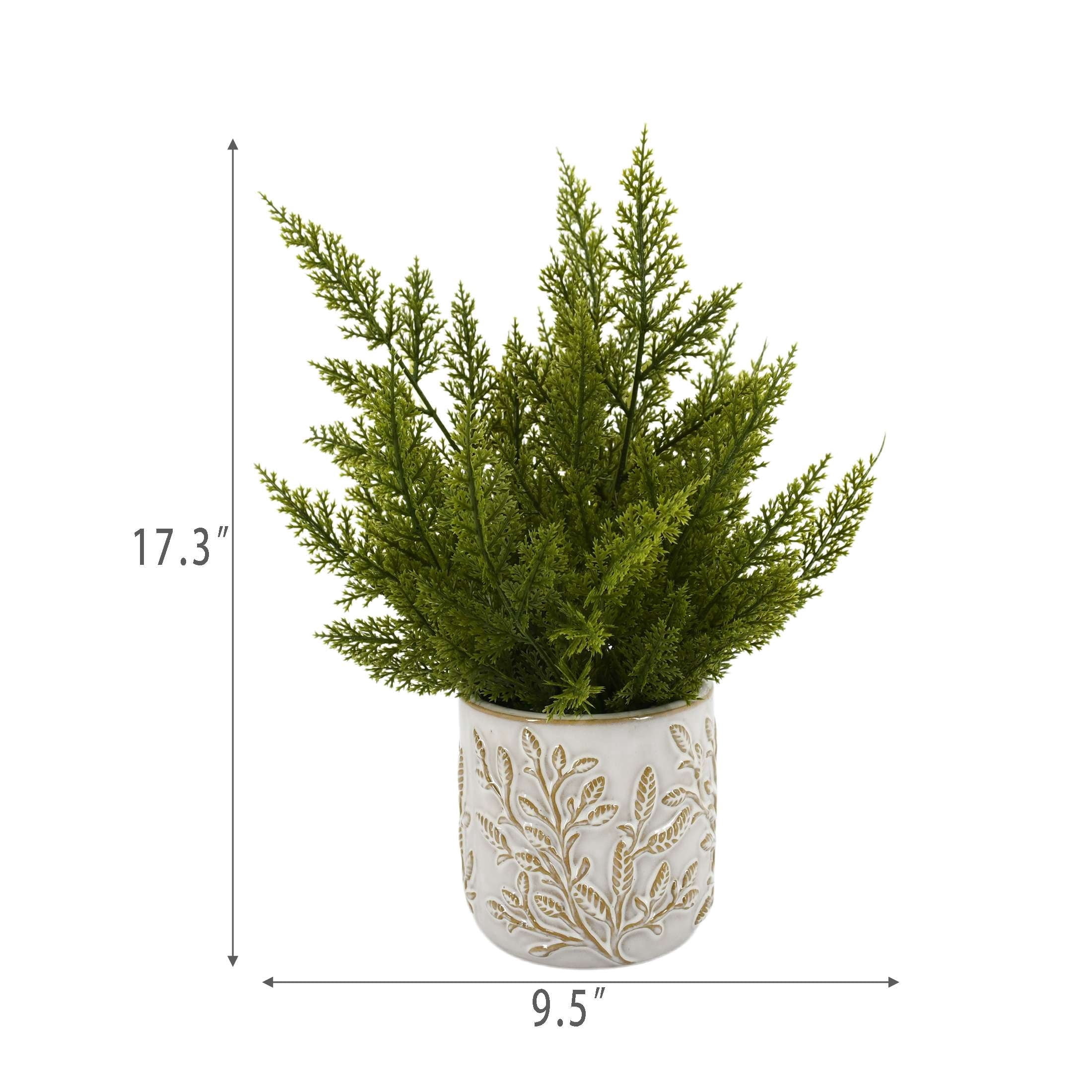 Greenery Christmas Arrangement in Ceramic Pot, Green and White, 16", by Holiday Time