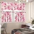 thumbnail image 2 of Aplkyhs Cherry Blossom Valance Window Curtains Set Small Window Swag and Tiers Privacy Street Window Curtains Thermal Insulated 3 Piece Easy to Install for Laundry Bathroom RV, 2 of 6