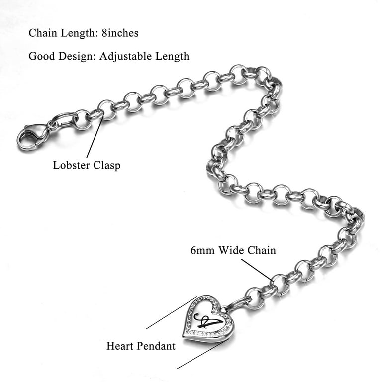 Silvora Initial Heart Bracelet Charms Bracelets 925 Sterling Silver Chain  Bracelets for Women Teen Girls - Letter A 