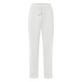 thumbnail image 4 of LIIPEE Mens Casual Pants Spring Summer Fashion Solid Color Stretch Elastic Waist Drawstring Wide Leg Pants With Pockets Male Classic Basketball Golf Gym Pants,White,XL, 4 of 6
