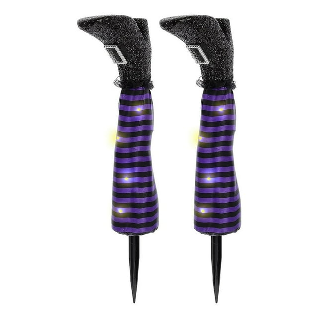 Halloween LED Evil Witch Legs Light Upside Down Stripe for Outdoor 2PCS Green