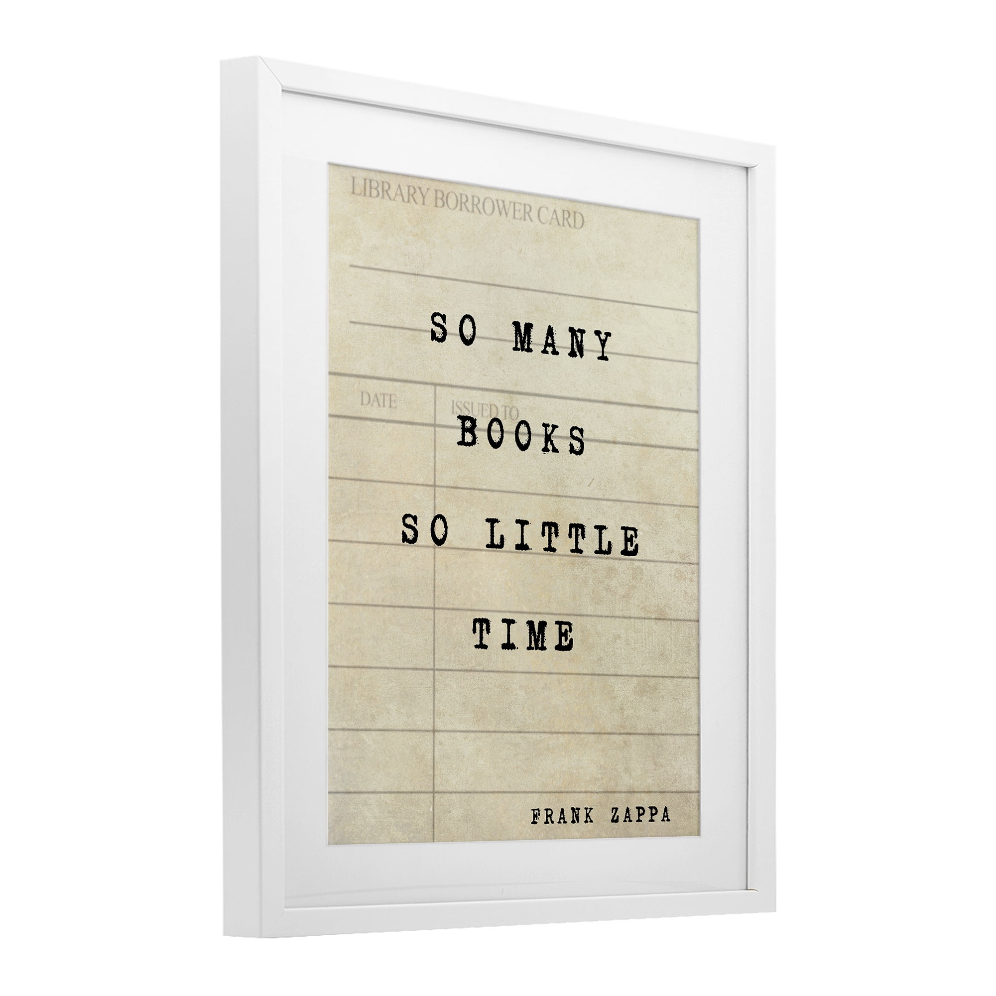 Stupell Industries Many Books & Little Time White Framed Print Under Glass, design by Julia Frost