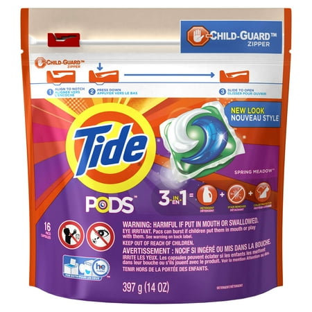 Tide PODS Spring Meadow Scent HE Turbo Laundry Detergent Pacs, 16 count