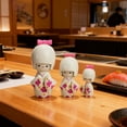 thumbnail image 7 of Jiibva 3Pc White Kimono Wooden Dolls Decorative Figurine Traditional Asian Geisha Statue for Home Wedding, 7 of 7