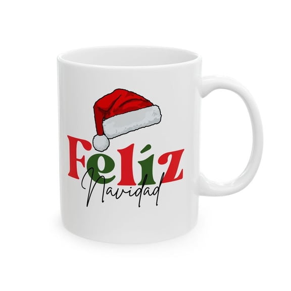 Taza Navidea, CH1Ristmas mug, CH1Ristmas gift, Taza Feliz Navidad ,Ceramic Mug, 11oz)