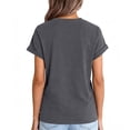 thumbnail image 5 of Minjewel Women's Casual Rolled Hem Short Sleeve Tee Blouse Solid Color Soft Summer Top Everyday Essential Basic,Dark Gray M, 5 of 6