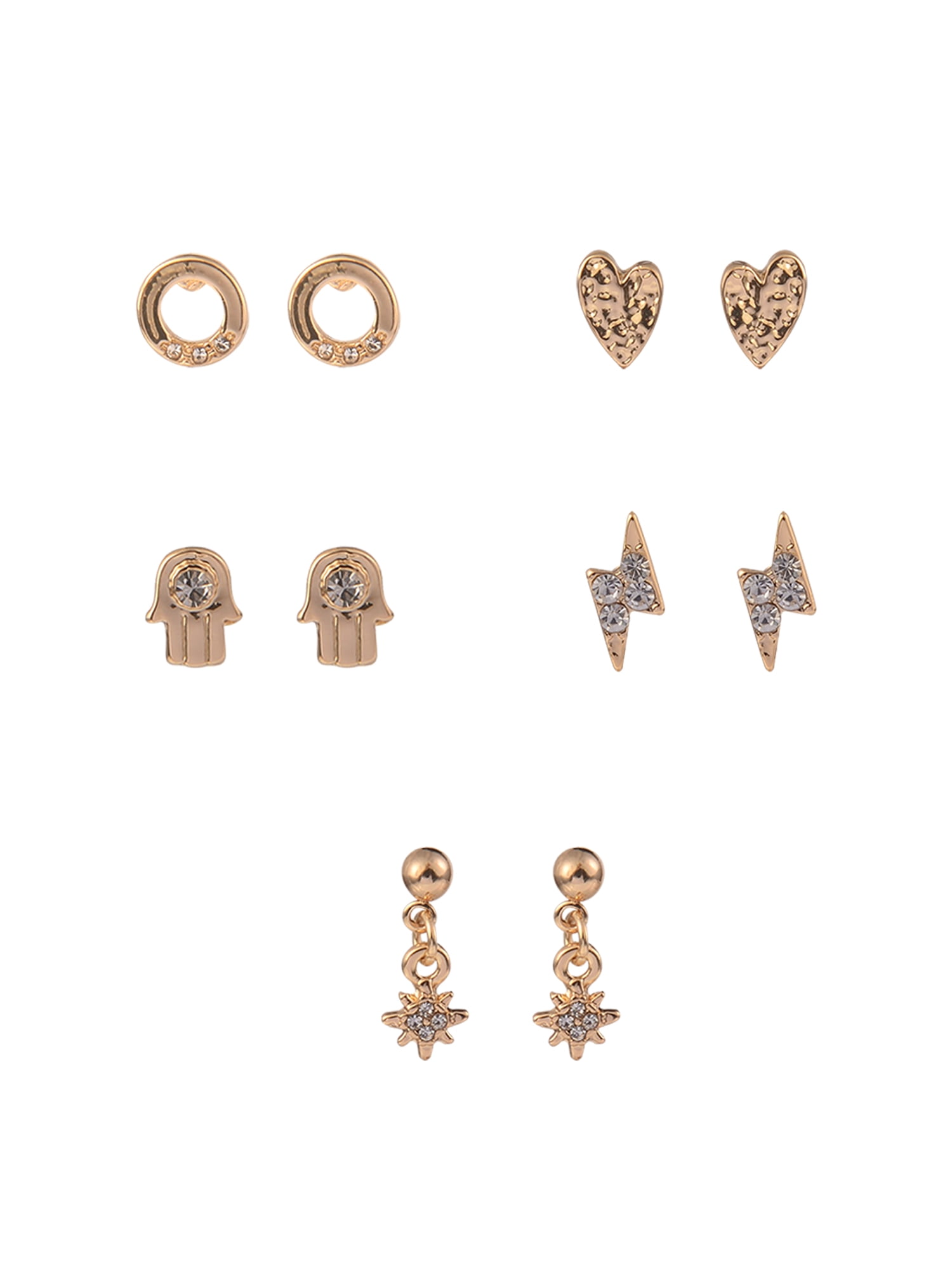 No Boundaries Women's Gold-Tone Stone Hand Twist Hoop Multi Earrings Set, 9-Pairs
