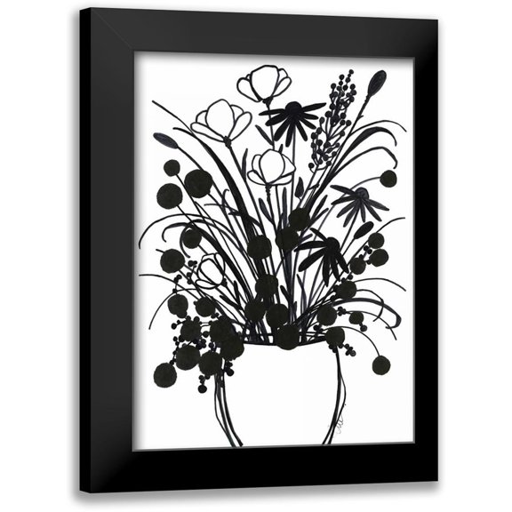Ioco, Filippo 11x14 Black Modern Framed Museum Art Print Titled - Black and White Bouquet 1