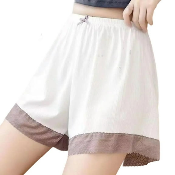 Annhoo Underwear for Women Lace Trim Soft Elastic Waist Bow Front Breathable Shorts Panties Sleepwear Boyshorts