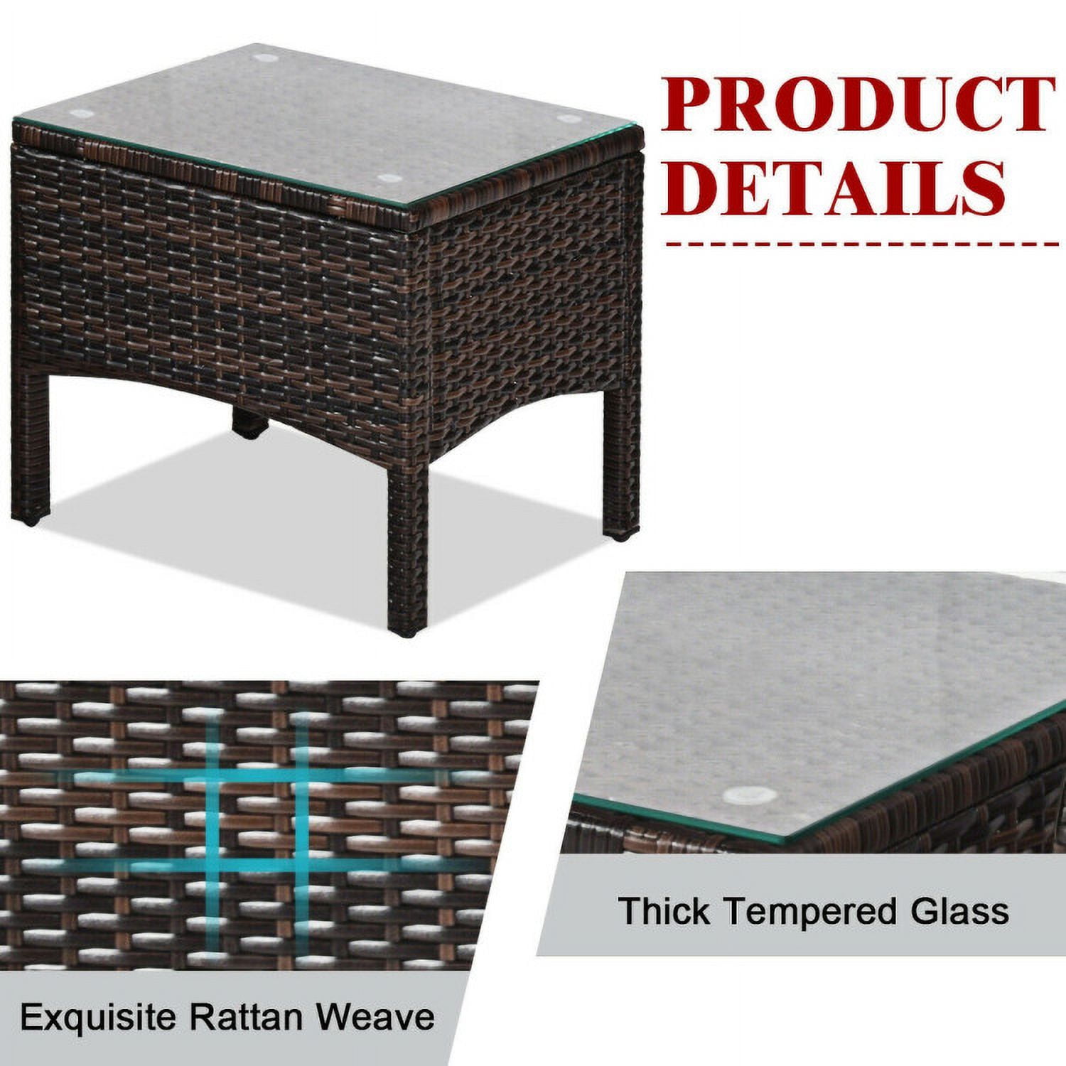 Aimee Lii 3 Pieces Outdoor Rattan Wicker Loveseat Furniture Set with Cushions, Small Patio Set, Red