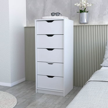 Homiyad White 5 Narrow Drawer Dresser