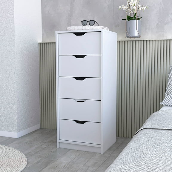 CoSoTower White 5 Narrow Drawer Dresser