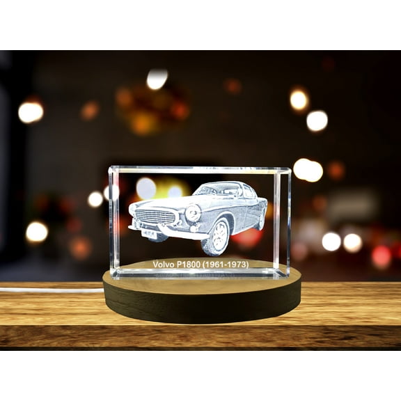 Swedish Classic: Volvo P1800 (1961–1973) - 3D Engraved Crystal Tribute