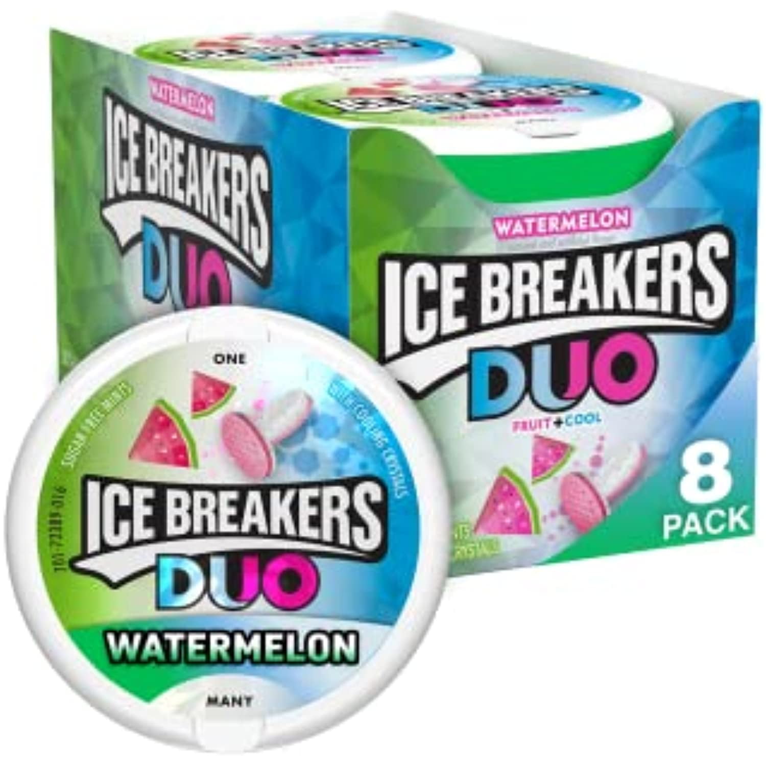 Ice Breakers Duo Watermelon Flavored Sugar Free Breath Mints, 1.3 Oz