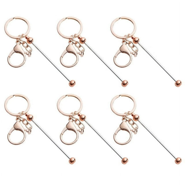 6 Pcs Key Chains Gradient Color Bead Lobster Clip Key Storage Stainless No Deformation Pendant DIY Crafts Jewelry Making Gift
