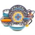 thumbnail image 1 of Euro Ceramica Zanzibar Collection Vibrant 20 Piece Oven Safe Stoneware Dinnerware Set, Service For 4, Spanish Floral Design, Multicolor, 1 of 7