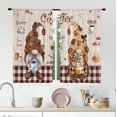 thumbnail image 2 of Dwarfs Coffee Kitchen Curtains 27.5Wx39H Inch Rod Pocket Funny Gnomes Coffee Curtains for Kitchen Vintage Cafe Bar Decor Brown Beige Buffalo Plaid Small Short Window Drapes Fabric 2 Panels, 2 of 5