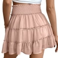 thumbnail image 1 of Women's Solid Pleated Ruffle Skirt - Elastic Waist, Chafing-Resistant, Casual/Vacation, Polyester Spandex - Pleated Design, 1 of 6