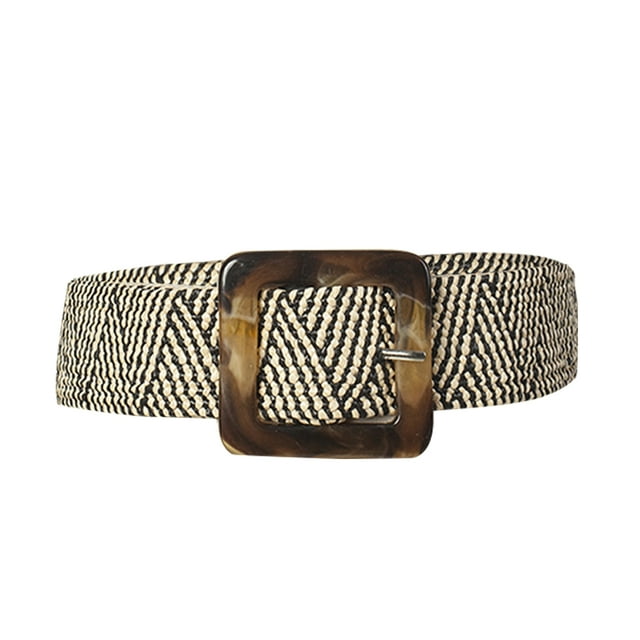 Kmbangi Ceinture en Paille Tissée pour Femmes, Ceinture Élastique Rétro Extensible