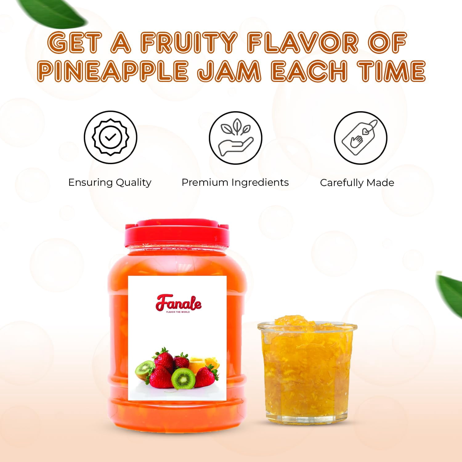 Fanale Premium Pineapple Flavor Fruit Jam for Bubble Tea, Smoothies, Slushes, and Desserts, 10 lb (1 Pack)