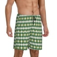 thumbnail image 3 of Rocae Light Green Squares for Men's Soft Sleep Pajama Shorts, Waistband and Pockets, 3 of 9