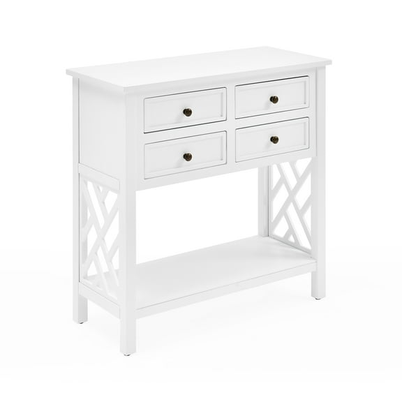 Alaterre Furniture Coventry 32 in. Wood Entryway or Console Table with Drawers and Shelf, Modern Open-Side Design, Versatile for Living Room, Entryway and Kitchen, White
