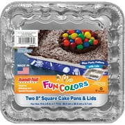 Handi-Foil Fun Colors Square Cake Pans with Lids, 2pk, Blue