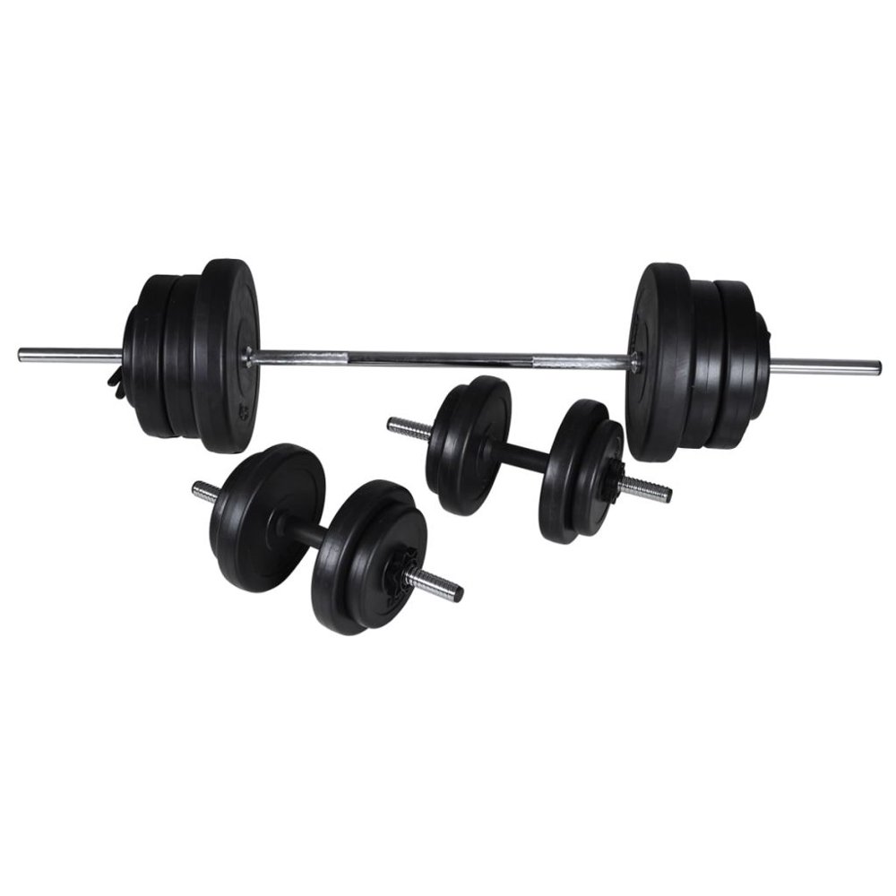 Barbell + 2 Dumbbell Set 133.4 lb Exercise & Fitness Sporting Goods