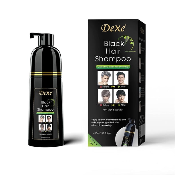 Dexe Hair Dye Shampoo 14.1 Fl Oz de cabello gris Tinte para cabello negro Champú para color de cabello Champú para cabello negro para hombres y mujeres