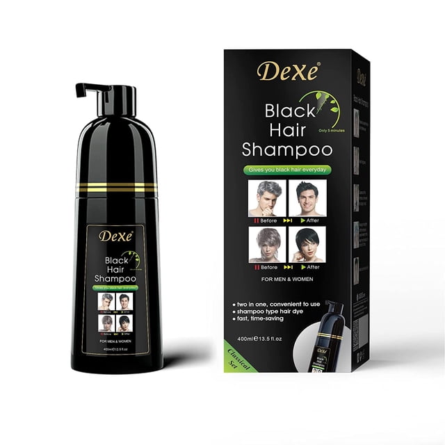Dexe Hair Dye Shampoo 14.1 Fl Oz de cabello gris Tinte para cabello negro Champú para color de cabello Champú para cabello negro para hombres y mujeres