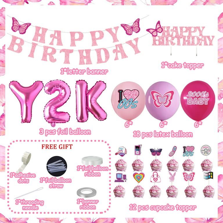 Y2K Birthday Party Decorations for Girl, Y2k Party Supplies for