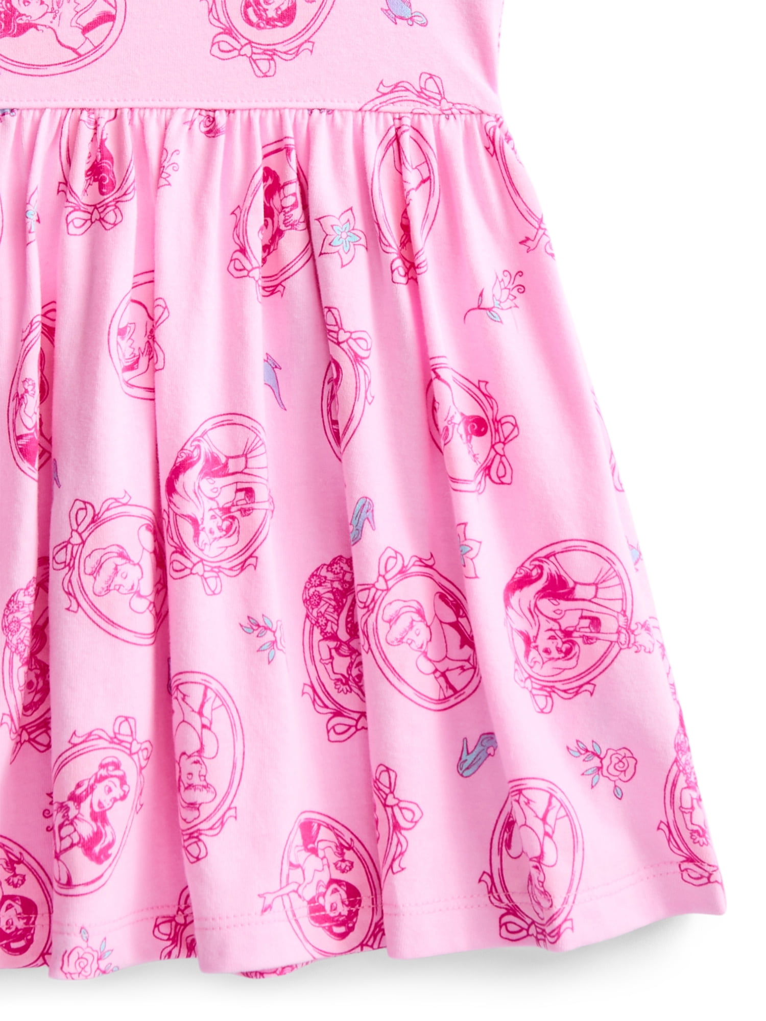 Disney Princess Toddler Girl Allover Print Dress with Short Sleeves, Sizes 12M-5T