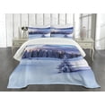 thumbnail image 3 of Ambesonne Winter Quilted Bedspread Set 3 Pcs, Mountain Peaks Snowy, Queen Size, Blue White, 3 of 5