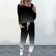thumbnail image 2 of Women's Gradient Color Round Neck Casual Loose Long Sleeve Top And Pants Set Pant Suits for Women Dressy plus Size Formal Pants Women Petite Janitor Suit for Women Tracksuit for Women Pant Suits for, 2 of 5