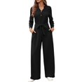 thumbnail image 2 of de Mujer de Larga con Cuello en V, Elegantes, Informales, de Pierna , para Otoño 2025. Negro S, 2 of 10