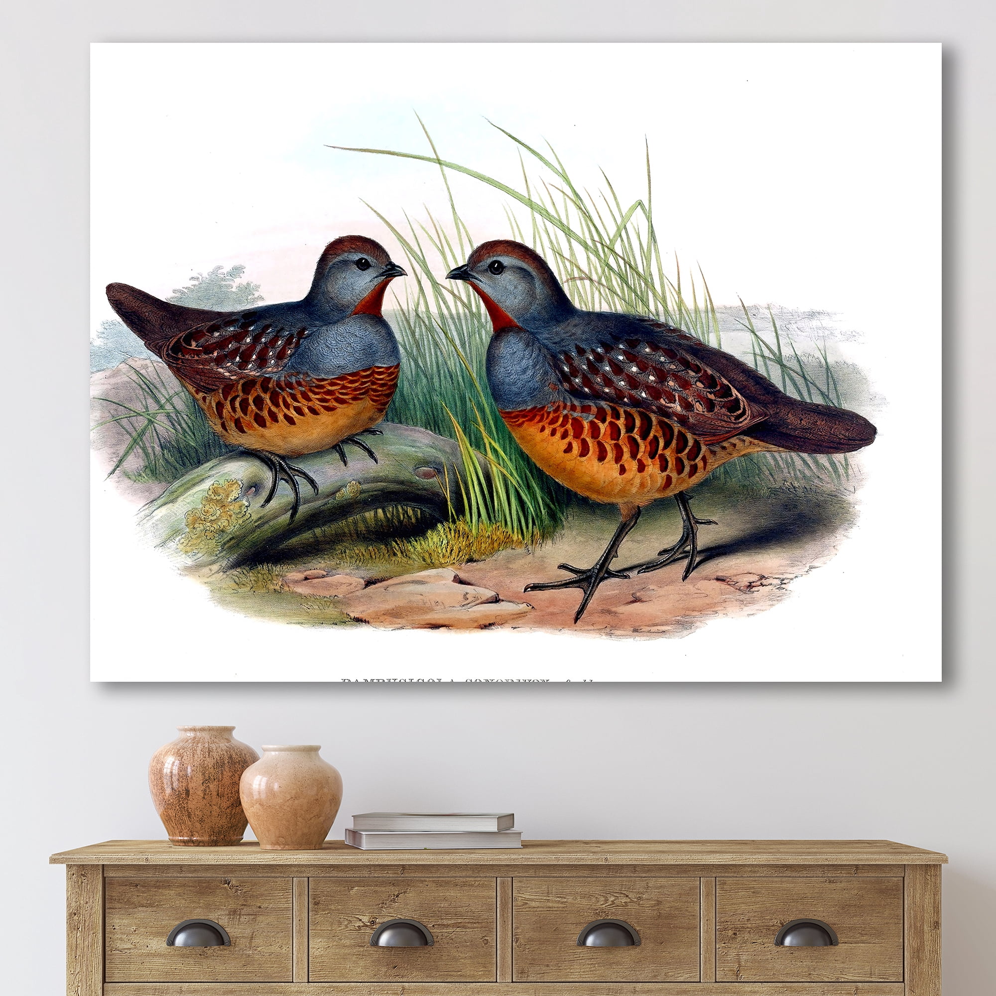 Ancient Birds In The Wild VII 32 in x 16 in Painting Canvas Art Print, by Designart