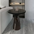 thumbnail image 2 of LeisureMod 19" Round End/Side Table with Glass Top and Black Powder-Coated Iron Rim Tempered Glass Pedestal Base No Assembly for Modern Home, Living Room Tully Collection in Grey/Black, 2 of 18